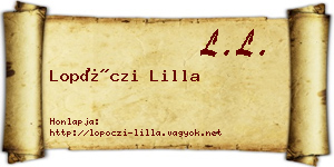 Lopóczi Lilla névjegykártya
